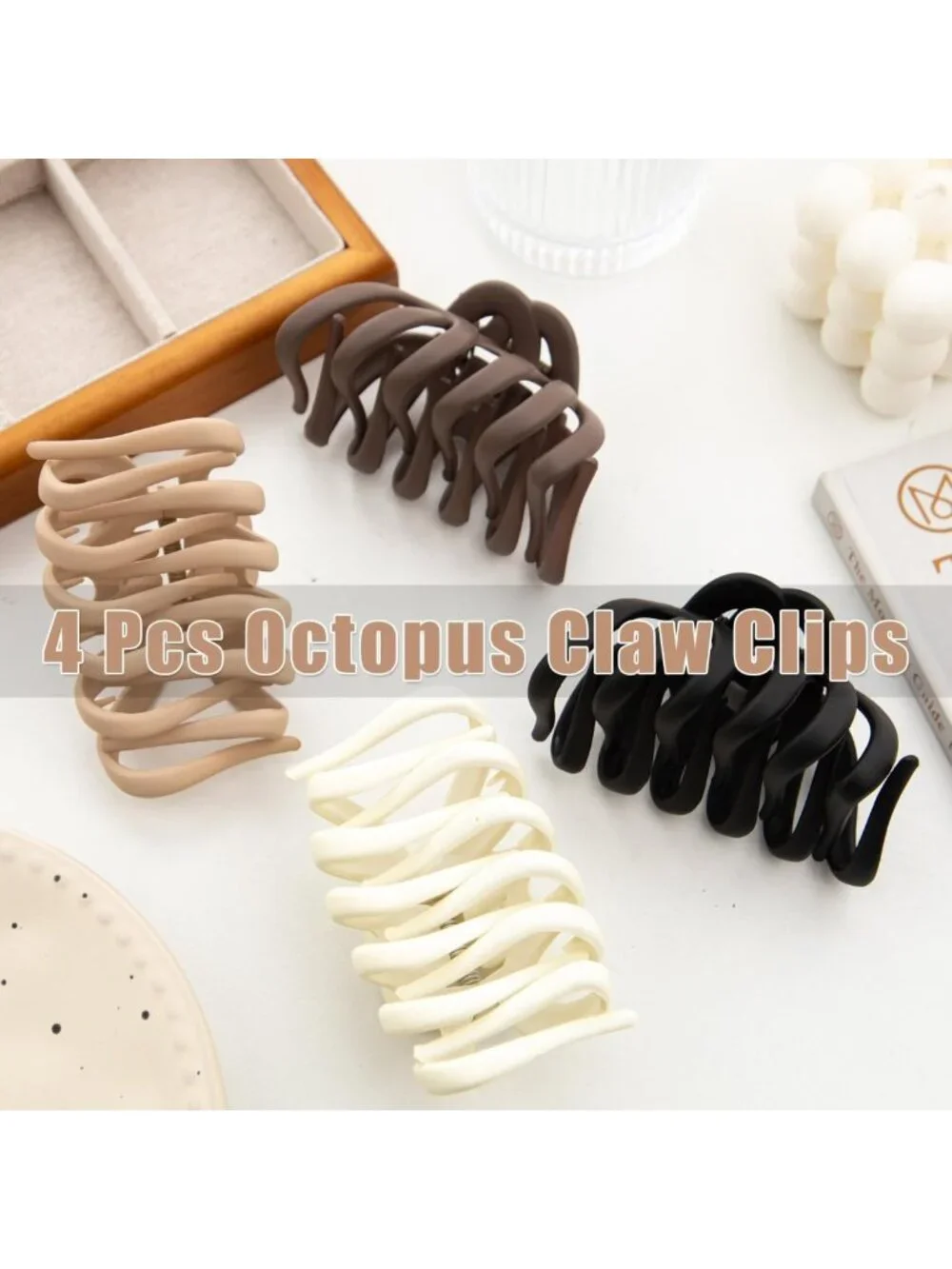 4 Pcs Large Octopus Hair Claw Clips for Thick Hair - Strong Grip, Non-Slip
